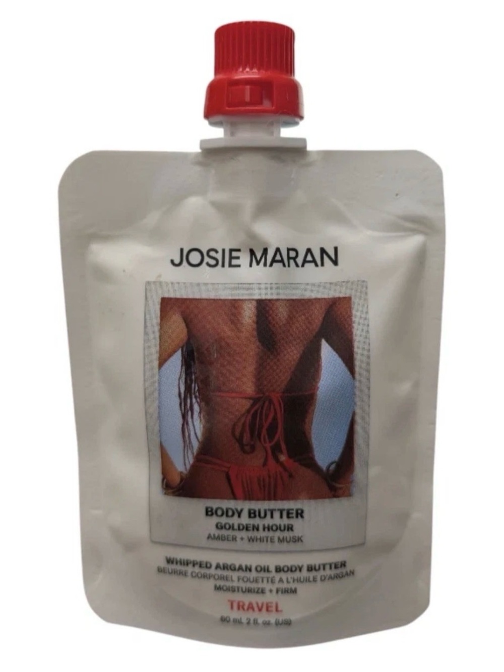 2 JOSIE MARAN White & Red Travel Whipped Argan Oil Body Butter